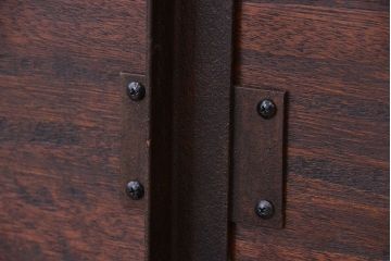 アンティーク家具　アンティーク　古材無垢材を使った背もたれ付シンプル長イス・ベンチ(長椅子)(中)(2)