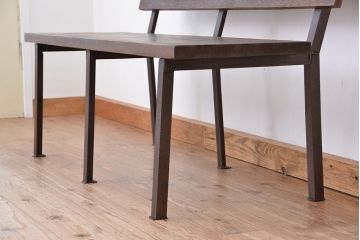 アンティーク家具　★古材無垢材を使った背もたれ付シンプル長イス・ベンチ(長椅子)(中)