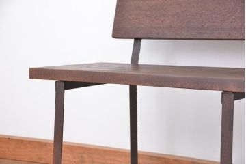 アンティーク家具　★古材無垢材を使った背もたれ付シンプル長イス・ベンチ(長椅子)(中)