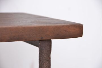 アンティーク家具　★古材無垢材を使った背もたれ付シンプル長イス・ベンチ(長椅子)(中)