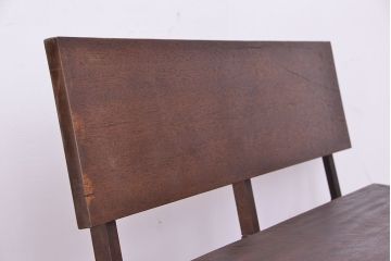 ラフジュ工房オリジナル 古材無垢材製!背もたれ付のシンプルなベンチ(長椅子)