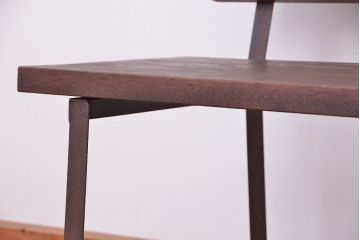 ラフジュ工房オリジナル 古材無垢材製!背もたれ付のシンプルなベンチ(長椅子)