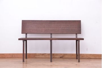 アンティーク家具　★古材無垢材を使った背もたれ付シンプル長イス・ベンチ(長椅子)(中)?
