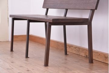 アンティーク家具　★古材無垢材を使った背もたれ付シンプル長イス・ベンチ(長椅子)(中)?