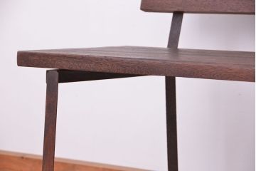 アンティーク家具　★古材無垢材を使った背もたれ付シンプル長イス・ベンチ(長椅子)(中)?