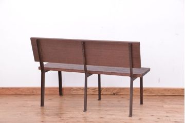 アンティーク家具　★古材無垢材を使った背もたれ付シンプル長イス・ベンチ(長椅子)(中)?