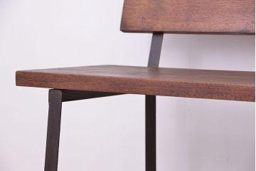アンティーク家具　★古材無垢材を使った背もたれ付シンプル長イス・ベンチ(長椅子)(中)