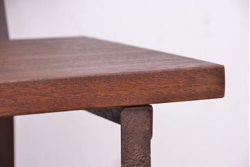 アンティーク家具　★古材無垢材を使った背もたれ付シンプル長イス・ベンチ(長椅子)(中)