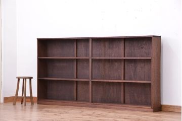 アンティーク家具　アンティーク　シンプルな横長薄型本棚(飾り棚)