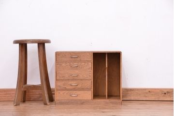 アンティーク家具　アンティーク　小引き出し付ナラ材本棚(本立て)