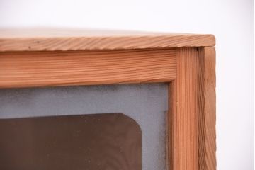 アンティーク家具　古民具・骨董　古い味の木目のキレイな小さな戸棚(カードケース、マス目棚、図書館、図書室)