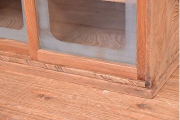 アンティーク家具　古民具・骨董　古い味の木目のキレイな小さな戸棚(カードケース、マス目棚、図書館、図書室)