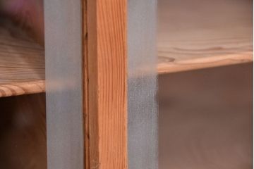 アンティーク家具　古民具・骨董　古い味の木目のキレイな小さな戸棚(カードケース、マス目棚、図書館、図書室)
