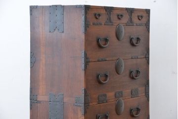 アンティーク家具　古民具・骨董　三方桜材!特別注文造りの重ね時代箪笥