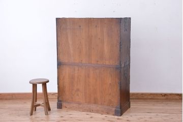 アンティーク家具　古民具・骨董　三方桜材!特別注文造りの重ね時代箪笥
