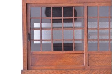 アンティーク家具　古民具・骨董　杢目の素晴らしい両面引き戸　関東水屋箪笥(茶箪笥)