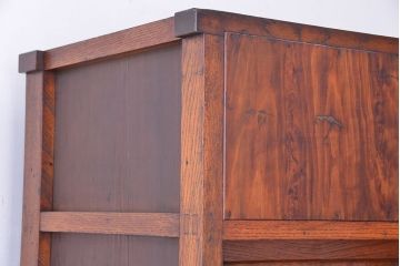 アンティーク家具　古民具・骨董　杢目の素晴らしい両面引き戸　関東水屋箪笥(茶箪笥)