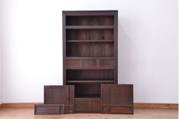 アンティーク家具　アンティーク　モダンデザインの三尺水屋箪笥(収納棚、食器棚)