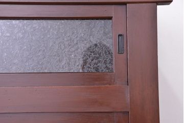 アンティーク家具　古民具・骨董　ダイヤガラス入りのモダンな四尺水屋箪笥(食器棚、収納棚)