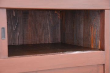 アンティーク家具　古民具・骨董　ダイヤガラス入りのモダンな四尺水屋箪笥(食器棚、収納棚)