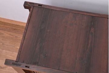 アンティーク家具　古民具・骨董　ダイヤガラス入りのモダンな四尺水屋箪笥(食器棚、収納棚)