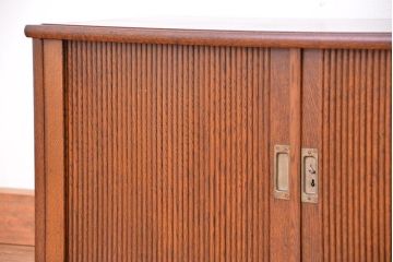 アンティーク家具　アンティーク　古いナラ材の上質なシャッター書類棚(収納棚、本立て、小引き出し)
