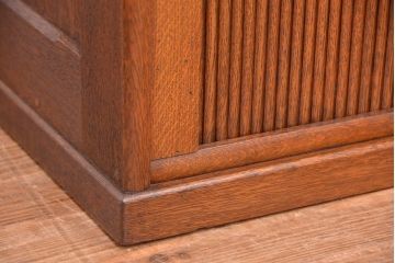 アンティーク家具　アンティーク　古いナラ材の上質なシャッター書類棚(収納棚、本立て、小引き出し)
