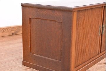 アンティーク家具　アンティーク　古いナラ材の上質なシャッター書類棚(収納棚、本立て、小引き出し)