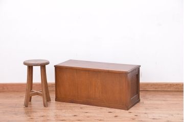 アンティーク家具　アンティーク　古いナラ材の上質なシャッター書類棚(収納棚、本立て、小引き出し)