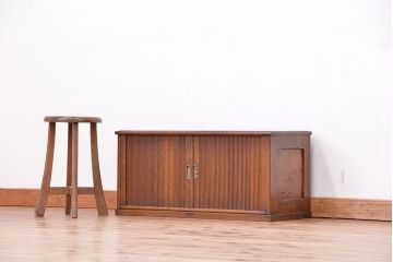 アンティーク家具　アンティーク　古いナラ材の上質なシャッター書類棚?(収納棚、本立て、小引き出し)