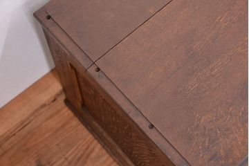 アンティーク家具　アンティーク　古いナラ材の上質なシャッター書類棚?(収納棚、本立て、小引き出し)