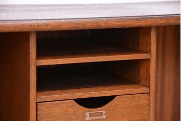 アンティーク家具　アンティーク　古いナラ材の上質なシャッター書類棚?(収納棚、本立て、小引き出し)