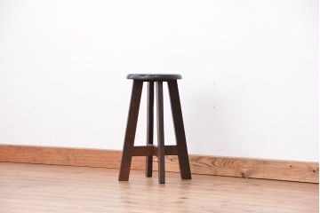 アンティーク家具　アンティーク　古いナラ材のスツール(丸イス、丸椅子)