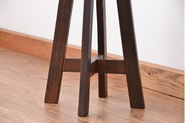 アンティーク家具　アンティーク　古いナラ材のスツール(丸イス、丸椅子)