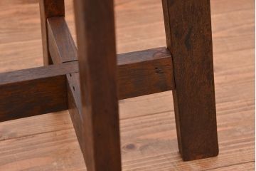 アンティーク家具　アンティーク　古いナラ材のスツール(丸イス、丸椅子)