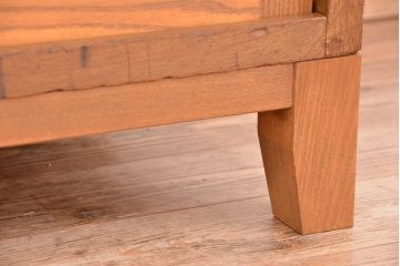 アンティーク家具　1970年代　古い学校の脚付きモールガラス収納棚(食器棚、本棚)