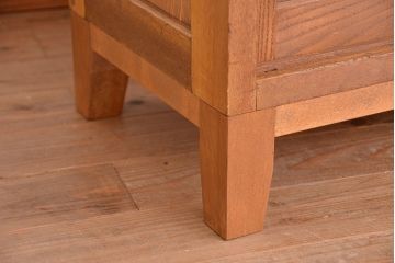 アンティーク家具　1970年代　古い学校の脚付き薄型ガラス収納棚(食器棚、本棚、飾り棚)