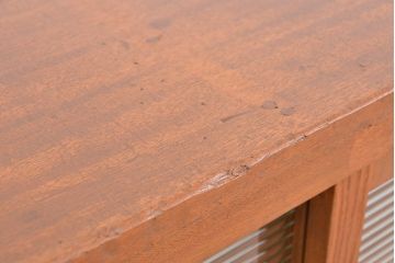 アンティーク家具　1970年代　古い学校の鉄脚モールガラス収納棚?(食器棚・本棚)