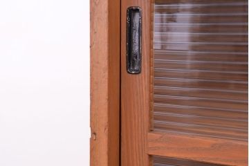 アンティーク家具　1970年代　古い学校の鉄脚モールガラス収納棚?(食器棚・本棚)