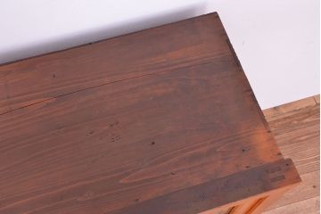 アンティーク家具　アンティーク　大きな引出し付ガラス収納棚(食器棚)