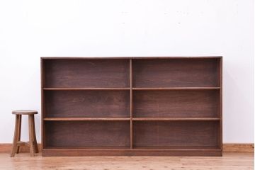 アンティーク家具　アンティーク　古い木のシンプルな薄型本棚(飾り棚、収納棚)