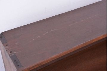 アンティーク家具　アンティーク　古い木のシンプルな薄型本棚(飾り棚、収納棚)