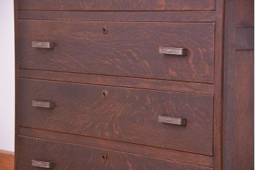アンティーク家具　銀モールガラス引き戸付　引き出しチェスト(ドロワー)