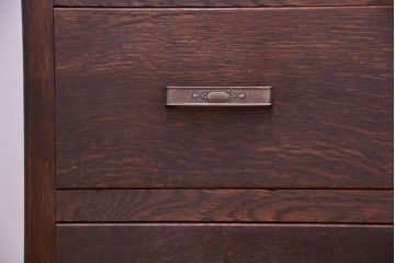 アンティーク家具　銀モールガラス引き戸付　引き出しチェスト(ドロワー)