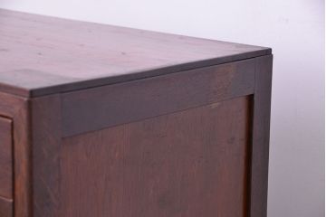 アンティーク家具　銀モールガラス引き戸付　引き出しチェスト(ドロワー)