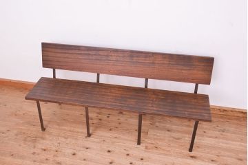 アンティーク家具　古材無垢材を使った　背もたれ付　シンプル長イス・ベンチ(長椅子)【大】