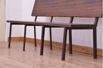 アンティーク家具　古材無垢材を使った　背もたれ付　シンプル長イス・ベンチ(長椅子)【大】