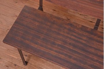 アンティーク家具　古材無垢材を使った　背もたれ付　シンプル長イス・ベンチ(長椅子)【大】