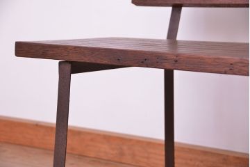 アンティーク家具　古材無垢材を使った　背もたれ付　シンプル長イス・ベンチ(長椅子)【大】
