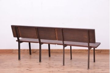 アンティーク家具　古材無垢材を使った　背もたれ付　シンプル長イス・ベンチ(長椅子)【大】